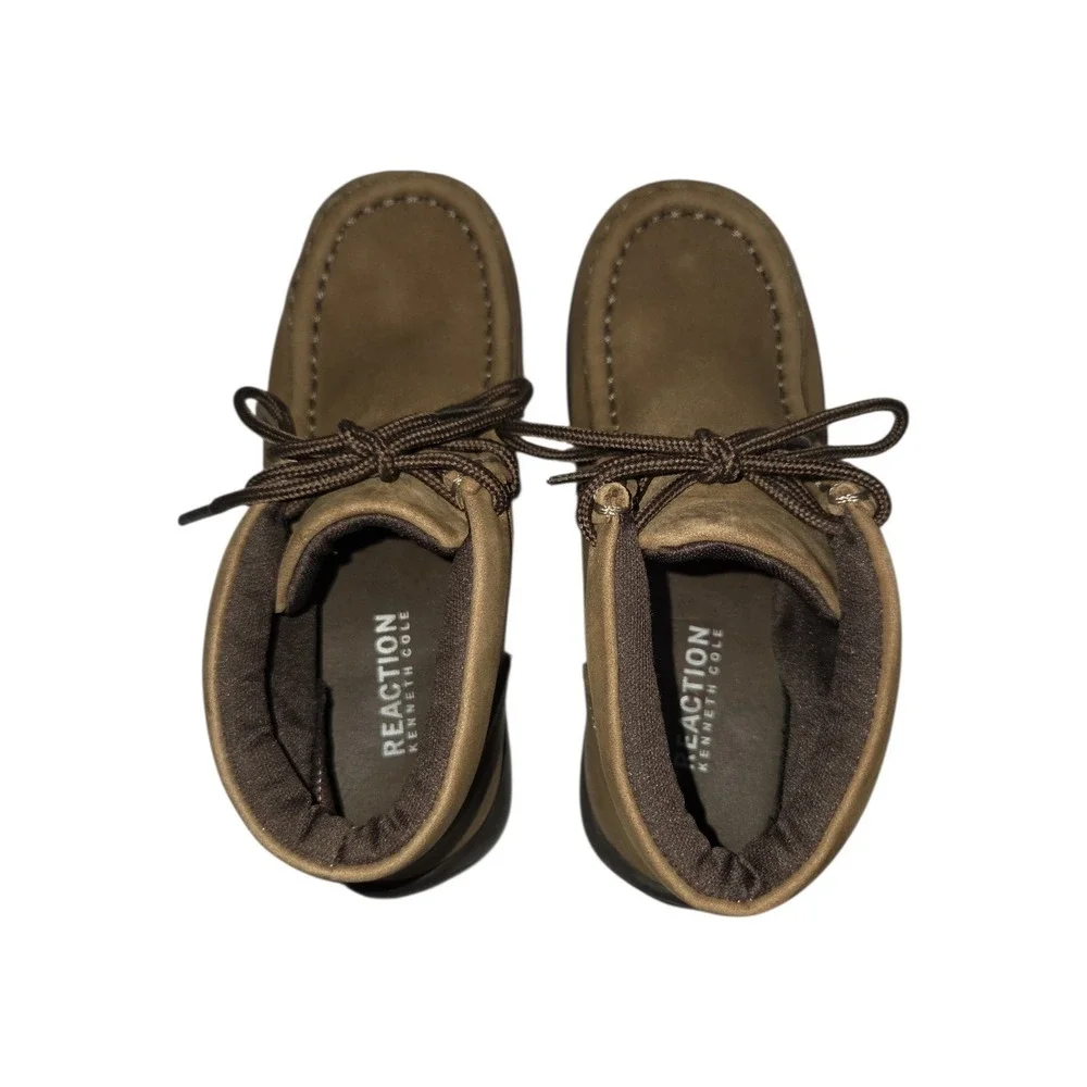 Kenneth Cole Reaction Boots Kids 12 Brown Driving Dawson Chukka Leather Moccasin